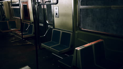 empty subway car with seats and windows