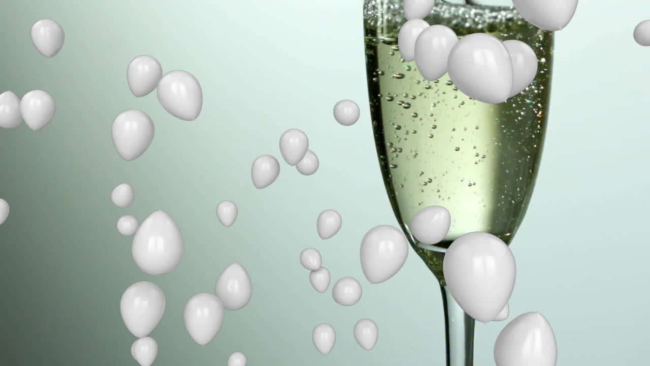 Bubbles rising over champagne glass with sparkling wine