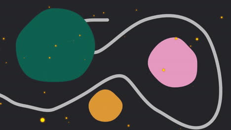 animación de puntos y formas abstractas que se mueven sobre un fondo negro