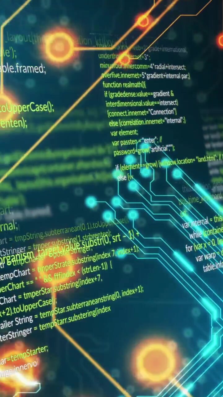 Animation of data processing over black background