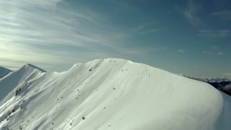 pyrenees mountains, snowy mountain peak ridge, aerial view