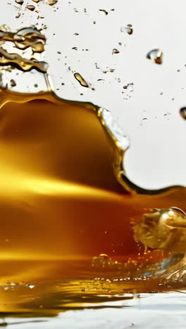 a splash of liquid with a splash of foam. the liquid is brown and the foam is white