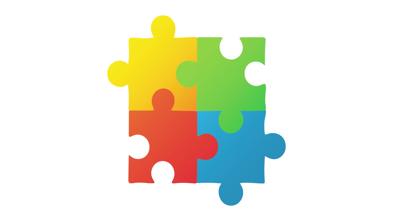 video generado digitalmente de con elementos de rompecabezas que forman forma cuadrada contra un fondo blanco