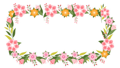 an animation of colorful floral frame with flat design