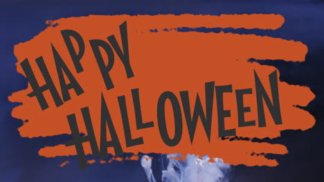 Animación-De-Texto-De-Feliz-Halloween-Sobre-Fondo-Naranja-Y-Azul