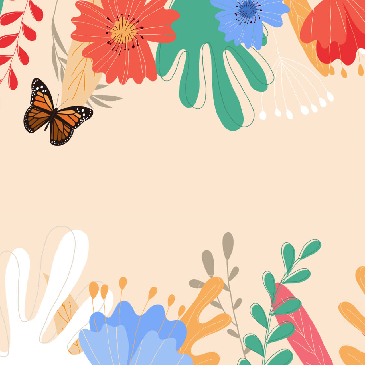 fondo floral con mariposas