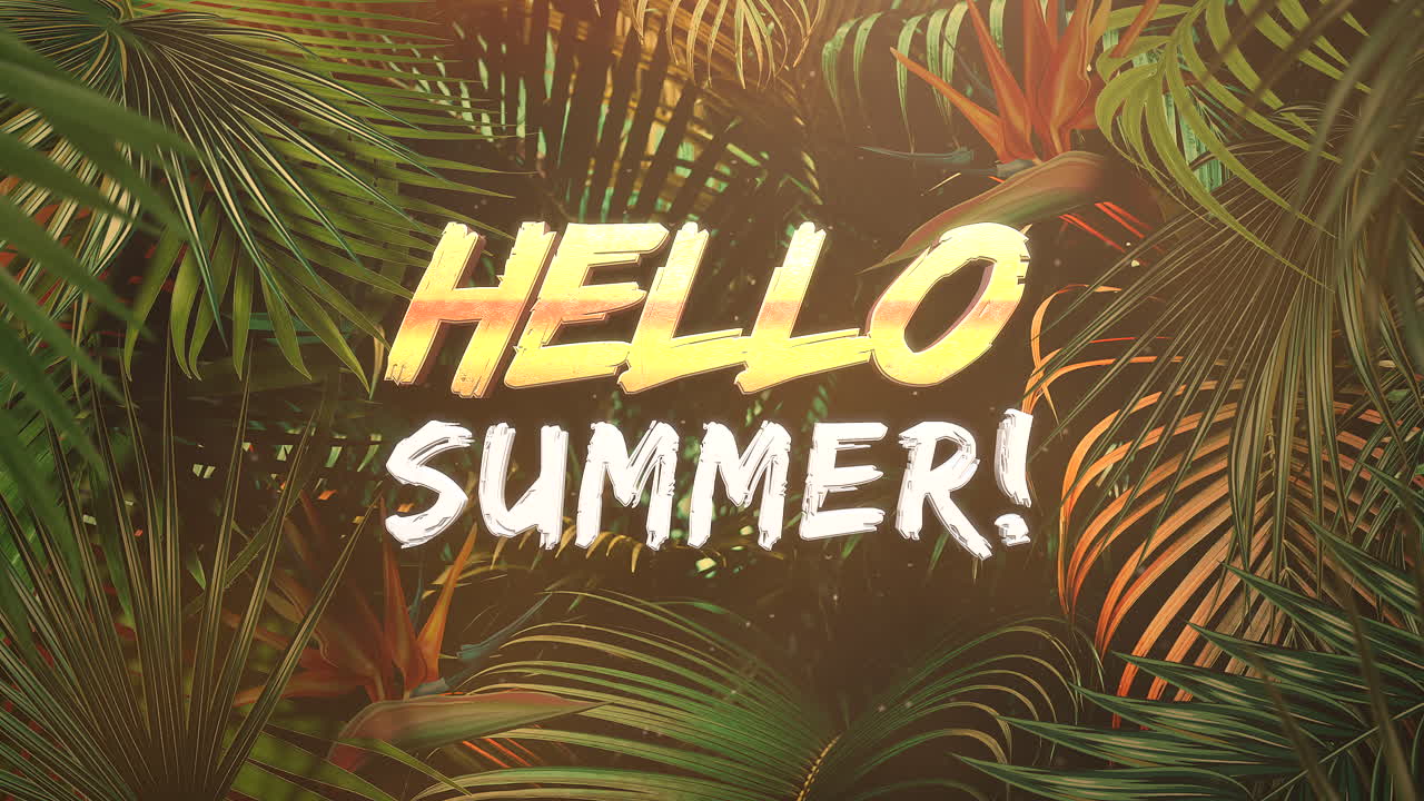 Hello Summer with tropical palms in jungle