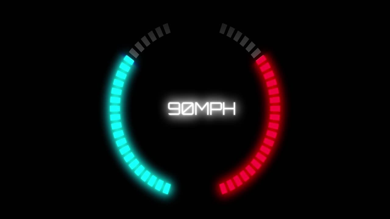 검은색 바탕에 있는 자동차 속도계의 애니메이션
