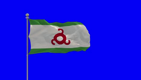 ingushetia 3d illustration of the waving flag on a pole with chroma