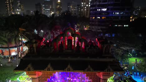 b a p s swaminarayan ganeshdwar closeup to dadar city nigh bird eye view dadar mumbai