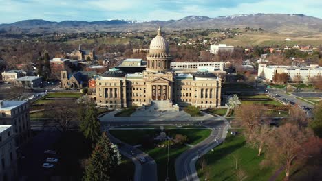 main exterior facade and dome of idaho state capitol in boise, idaho, usa