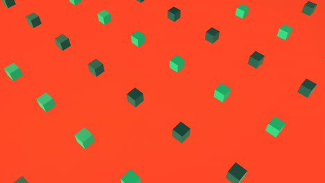cuadrados verdes en 3d con fondo naranja