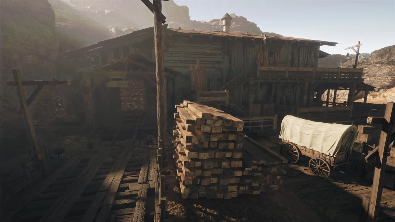 una cabaña en ruinas en un cañón del desierto