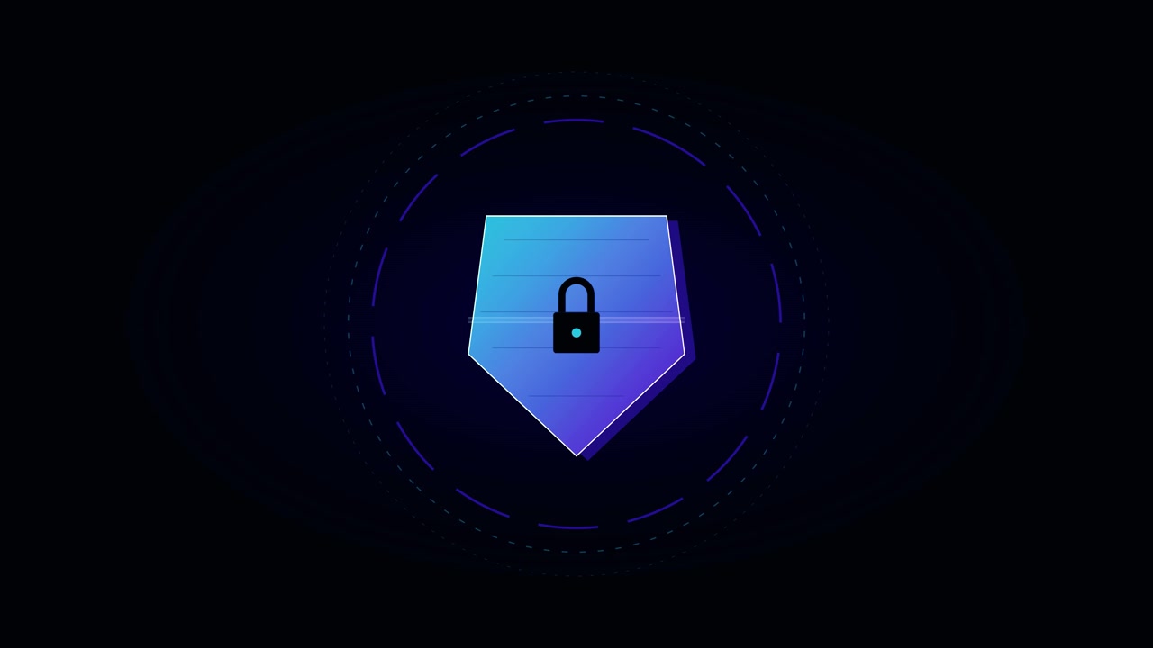 Digital Security Shield Icon with Scanning Animation