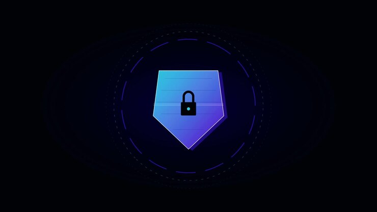 Digital Security Shield Icon with Scanning Animation