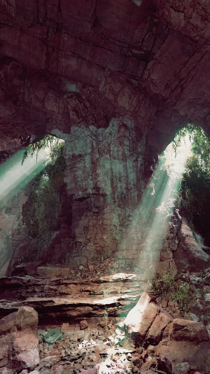 Sunlight filtering into cave opening