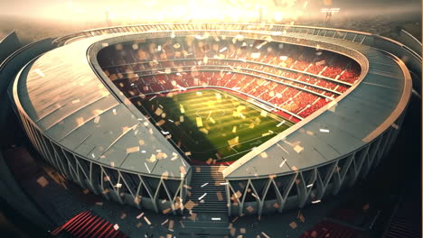 large modern stadium with confetti