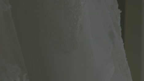 a wedding dress that has been prepared for wear