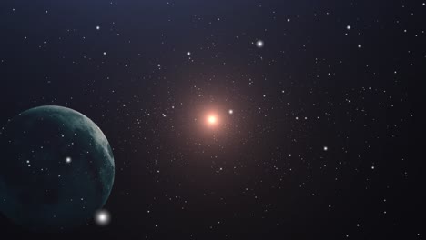 una estrella brillante y un planeta en movimiento en el universo