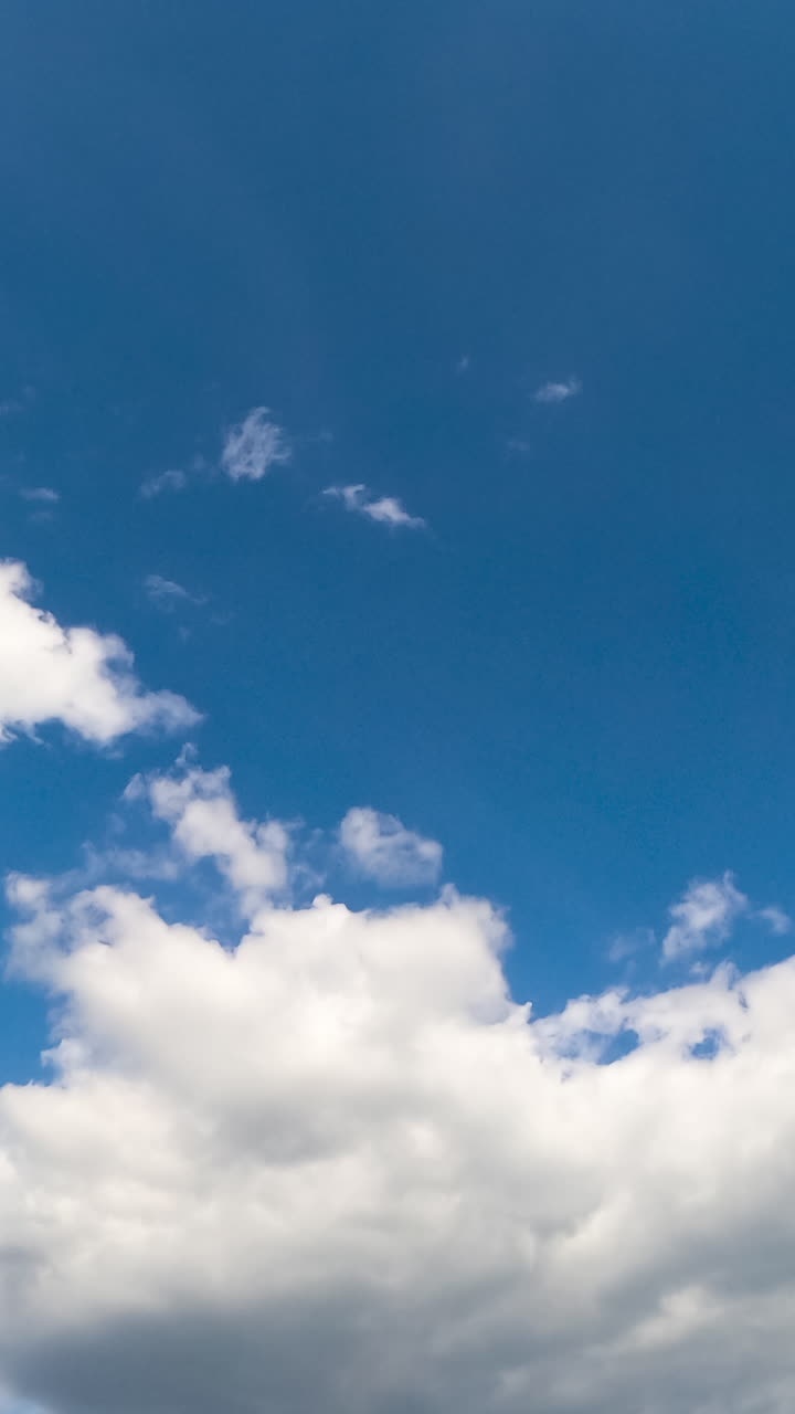 Motion of clouds on the sky. Blue bright weather timelapse.