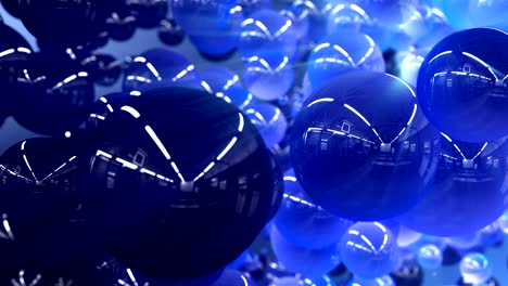 renderización 3d de bolas azules que fluyen en el fondo
