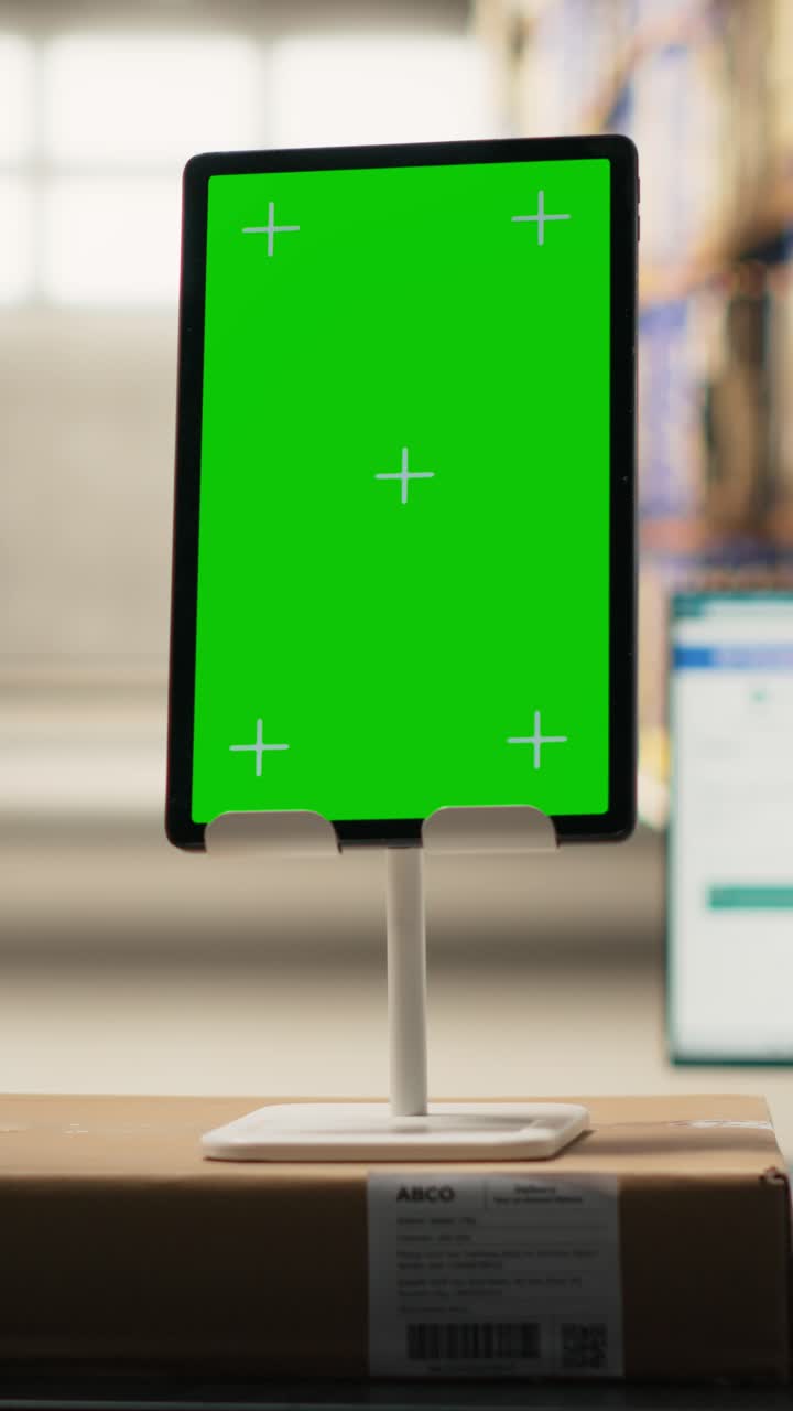 Vertical Video Industrial huge warehouse with mockup copy space on a tablet