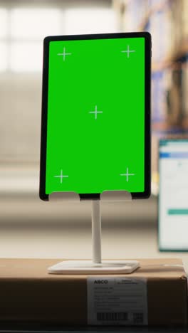 vertical video industrial huge warehouse with mockup copy space on a tablet