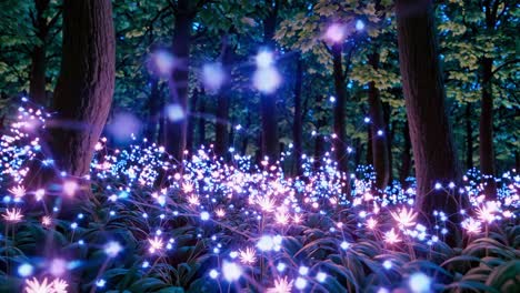 glowing flowers in a mystical forest