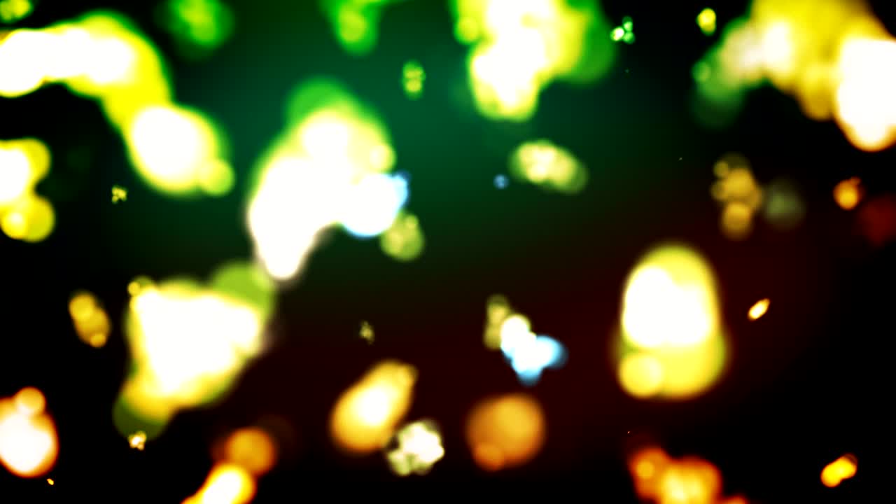 Sfondo video 4K in loop con raggi di luce astratti, luminosi e sfocati multicolore effetto bokeh - Verde, Giallo