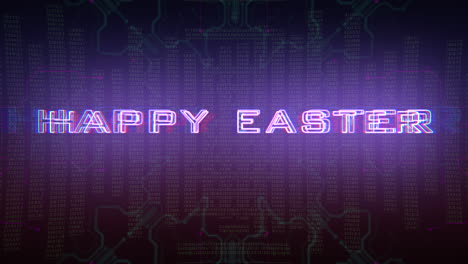 happy easter with cyberpunk hud elements on computer screen