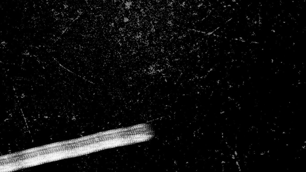 Abstrakte weiße Kreidelinien und sich bewegende Partikel auf schwarzem Hintergrund