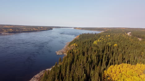 Aerial-view-around-LG1-hydroelectric-power-plant-Eeyou-Istchee-Baie-James-Quebec-Canada