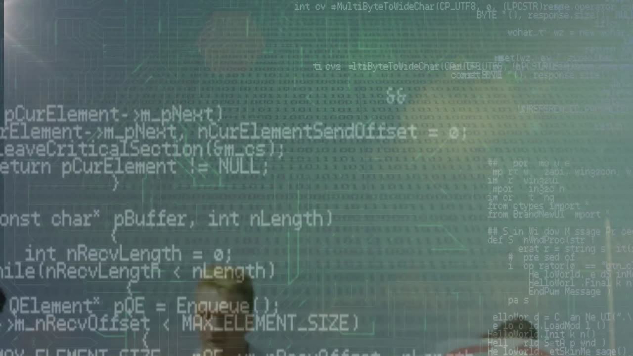 Animation of data processing over caucasian male rugby players