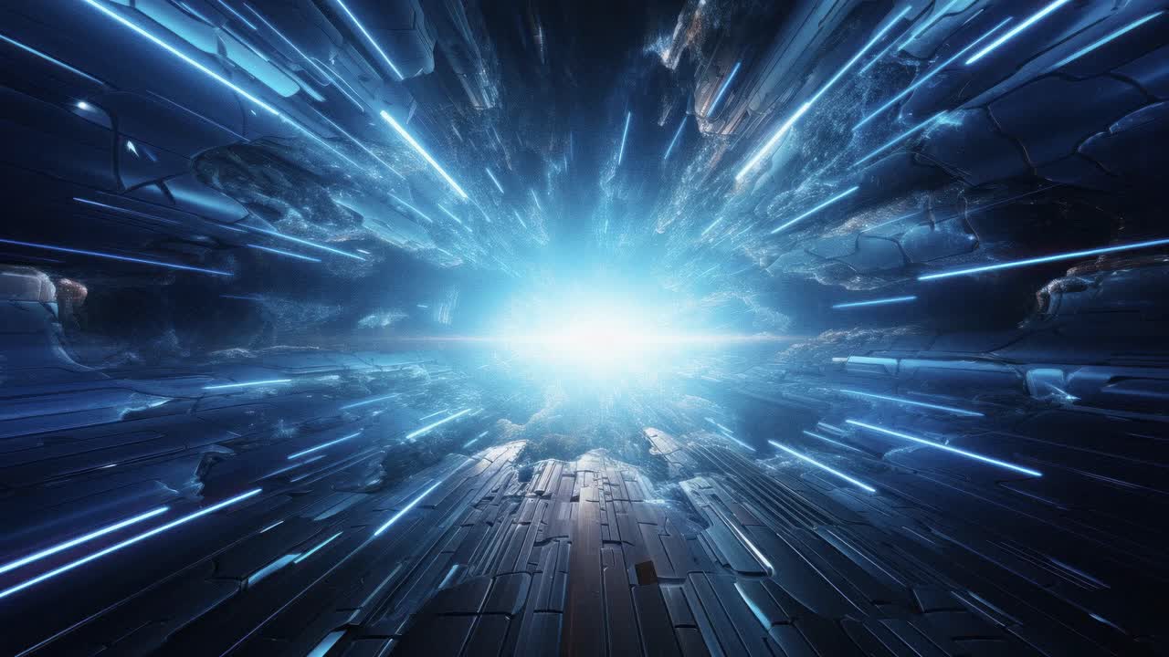 Dynamic video concept of a futuristic warp speed effect