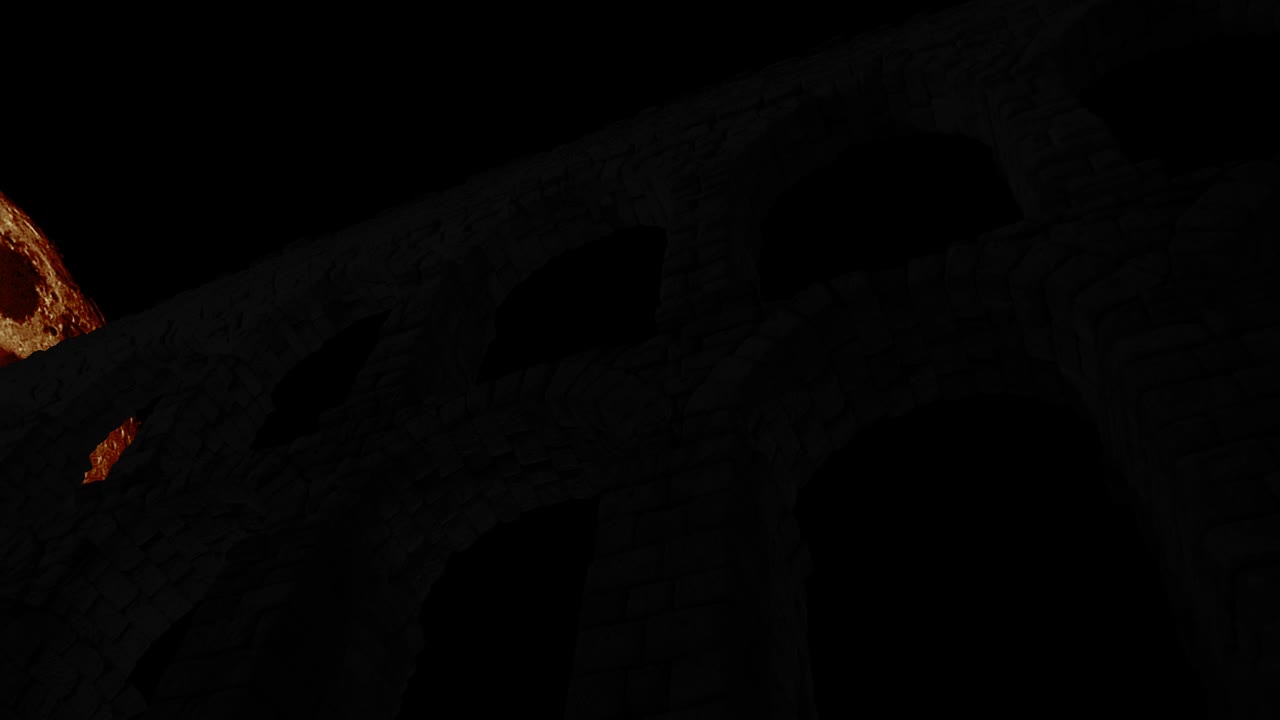 Sagome dell'Acquedotto di Segovia con luna gigante