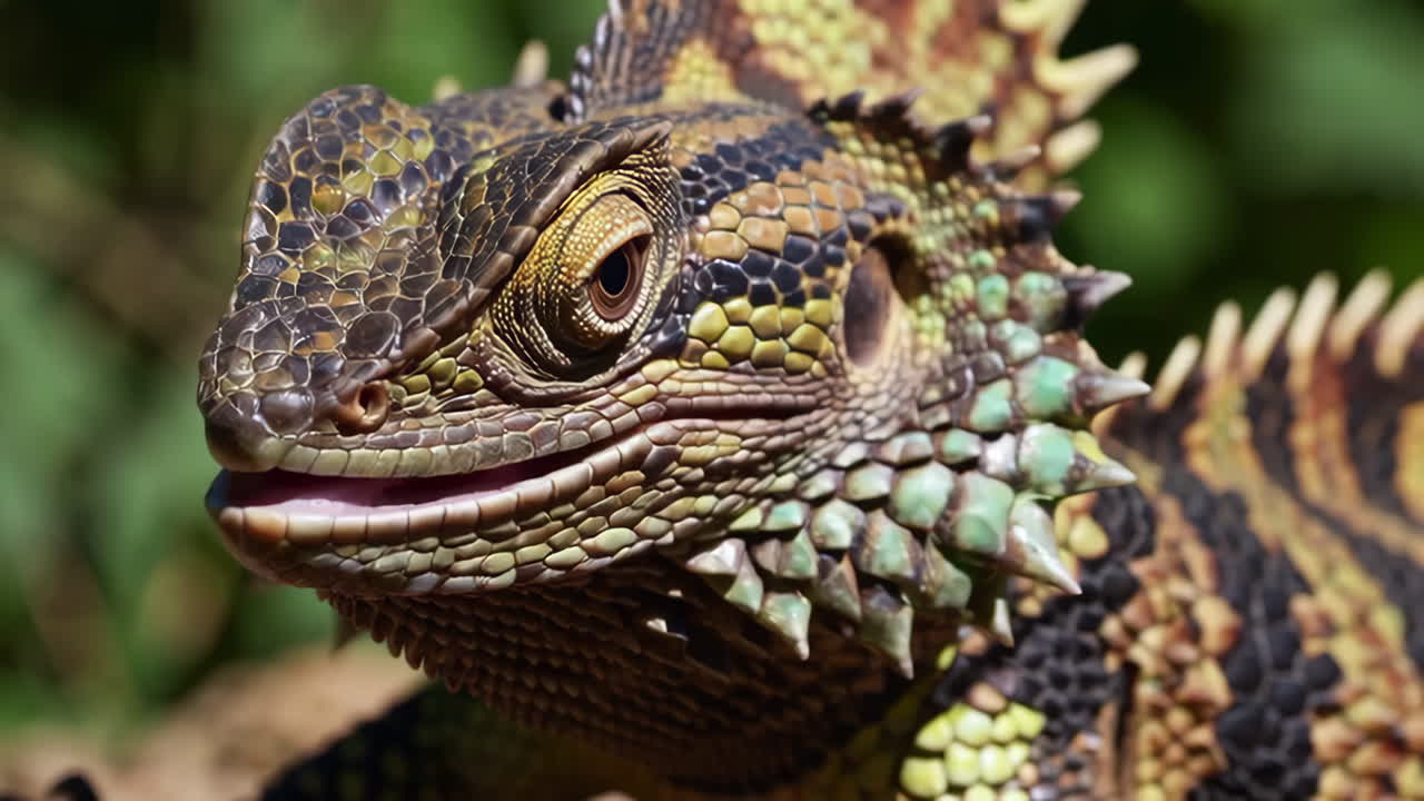 Close-up of a Scaly and Spiky Lizard