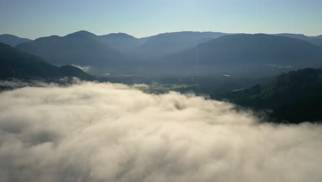 aerial footage beautiful nature norway over the clouds.