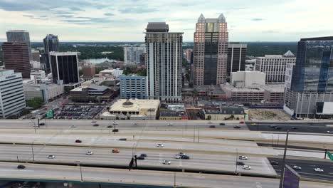 aerial view of downtown orlando and i-4 highway interchange
