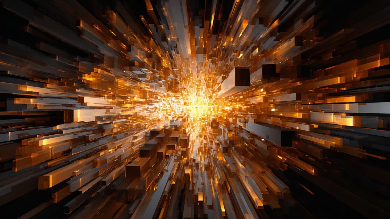 Eksplosivt lys- og farveudbrud: En dynamisk, abstrakt visualisering af bevægelse og energi fanget i fantastisk 3D-rendering