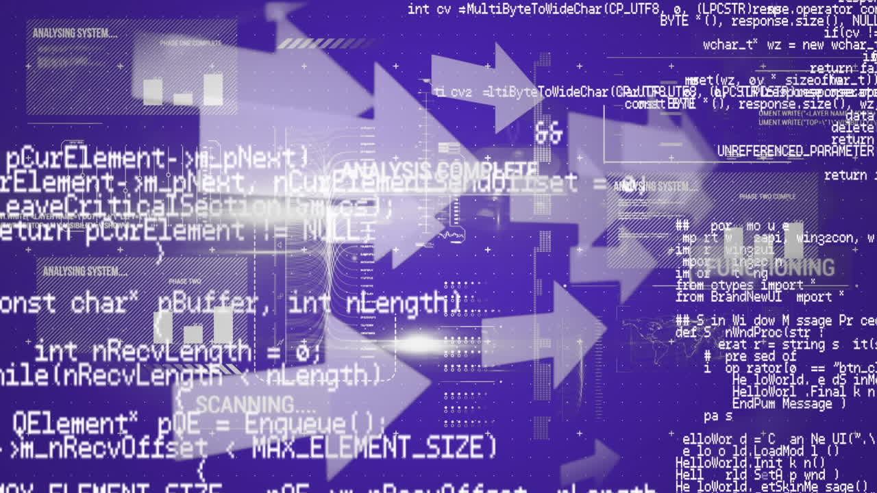 procesamiento de datos y flechas en movimiento