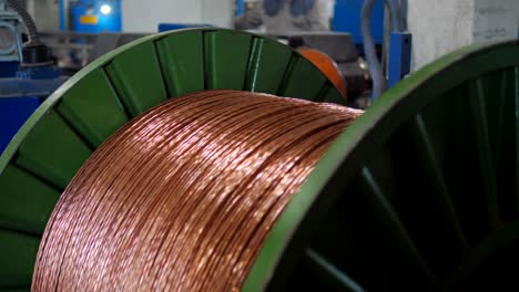 the production of copper electric cable at the factory.