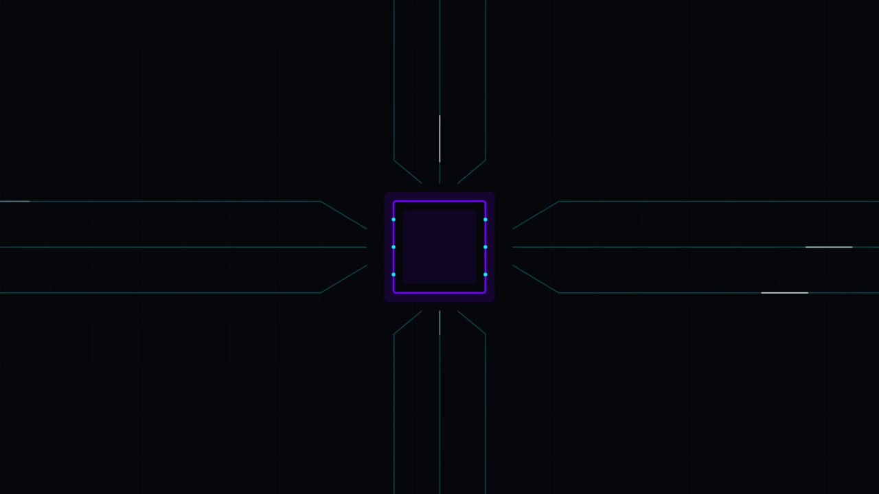 Digital Central Processing Unit Chip with Animated Data Lines