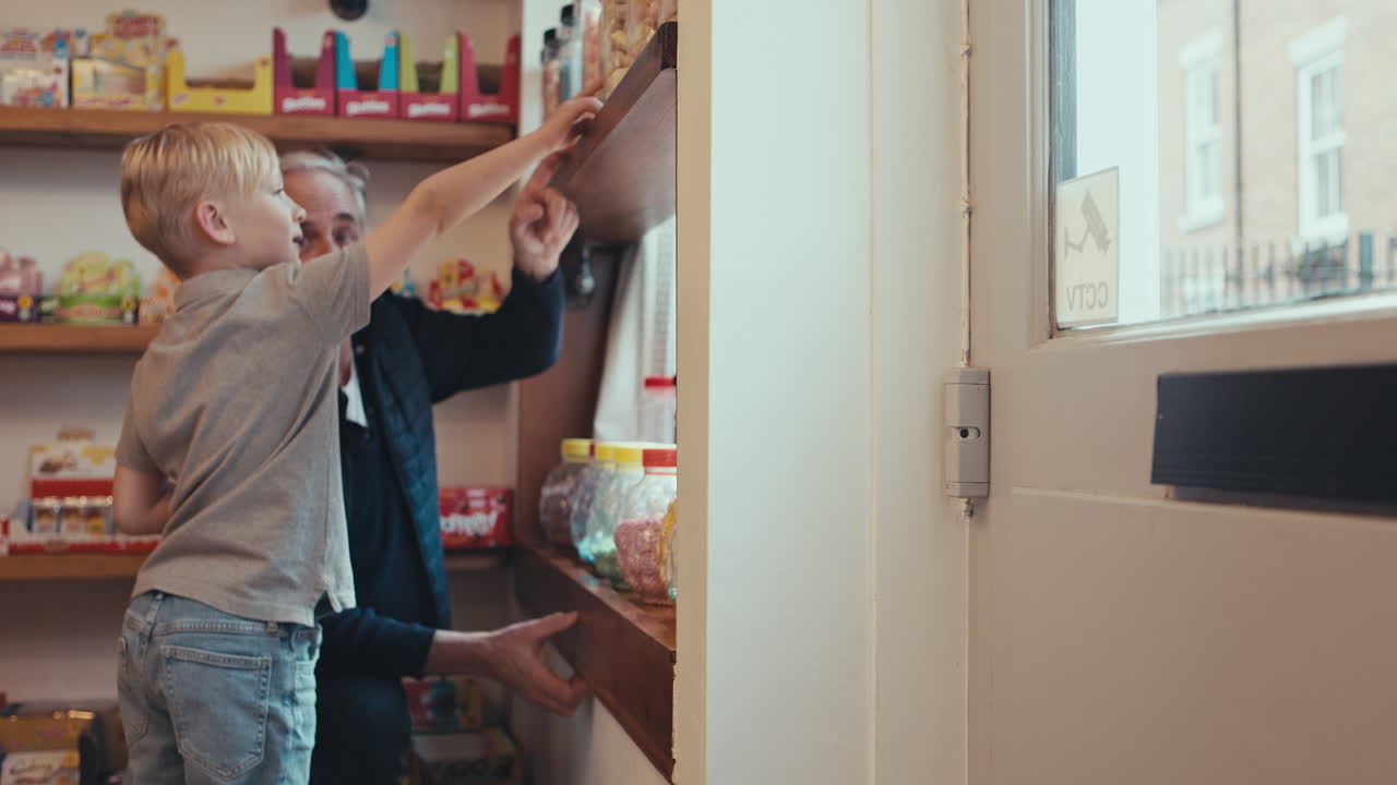 Grandfather and Grandson in a Candy Store