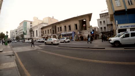 modern street of ancient city sanliurfa cloudy wintry day