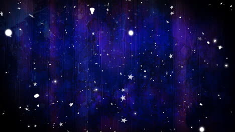 animation of snow flakes falling on blue background