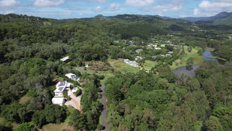 sustainable houses along aqua promenade in currumbin valley, queensland, australia