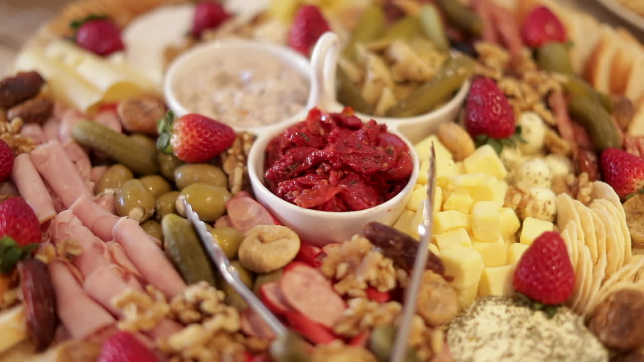 Assortment of fresh tapas and snacks, close up
