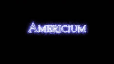 americio, elemento químico, escrito con fuego. bucle