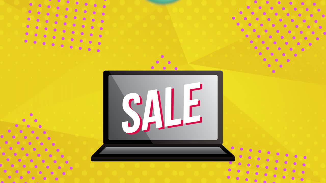 sale commercial label with laptop