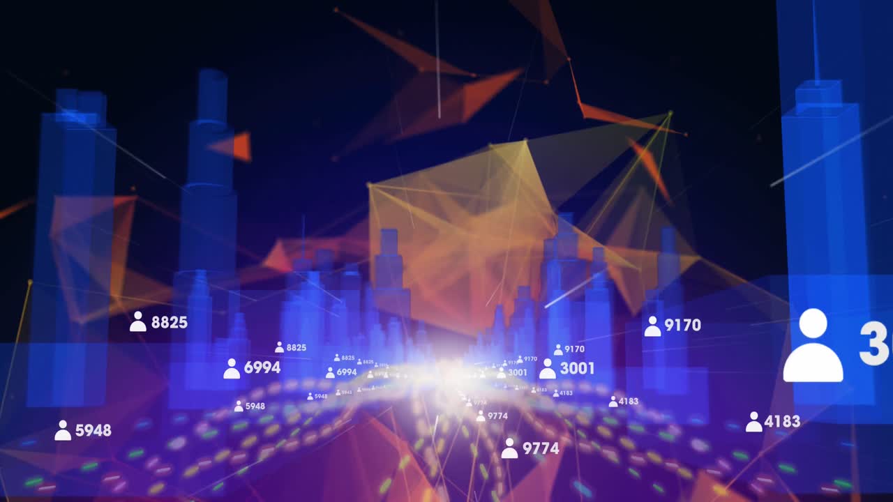 플렉서스 네트워크에 대한 3d 도시 모델에 대한 여러 프로필 아이콘